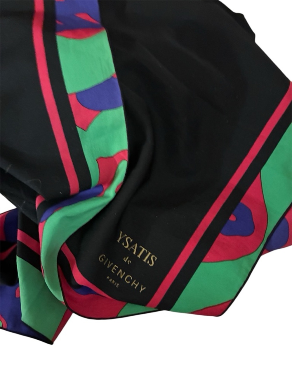 Vintage & Rare 1980s 'Ysatis de Givenchy' Paris Crepe Silk Scarf - Picture 2 of 11